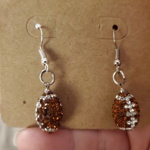 Rhinestone football earrings
